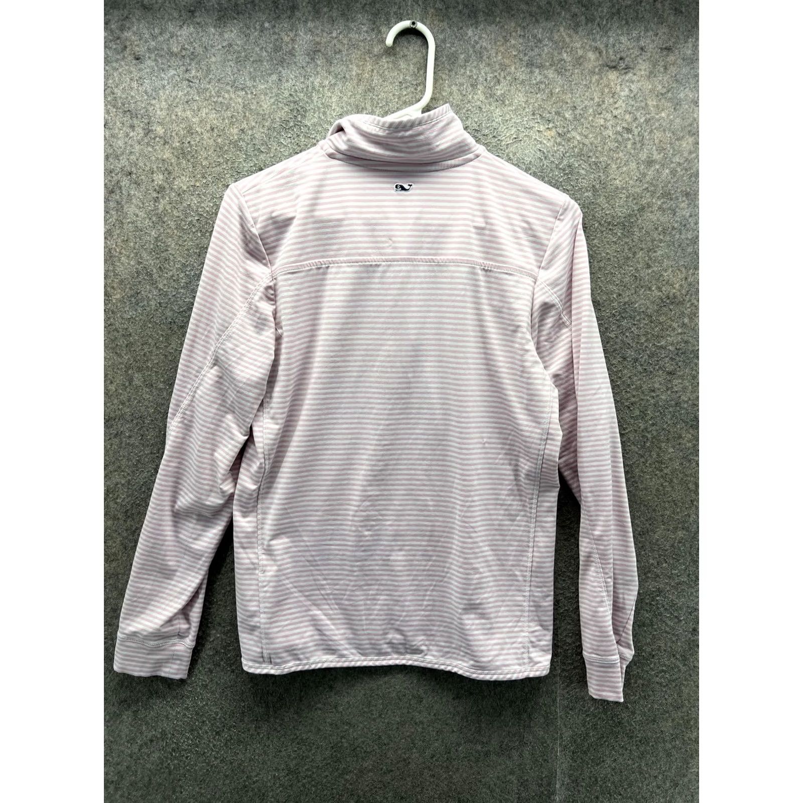 Vineyard Vines Vineyard Vines Shirt Womens Small Pink Stripe Mock Neck 1/4 Zip Jersey Top Size S / US 4 / IT 40 - 2 Thumbnail