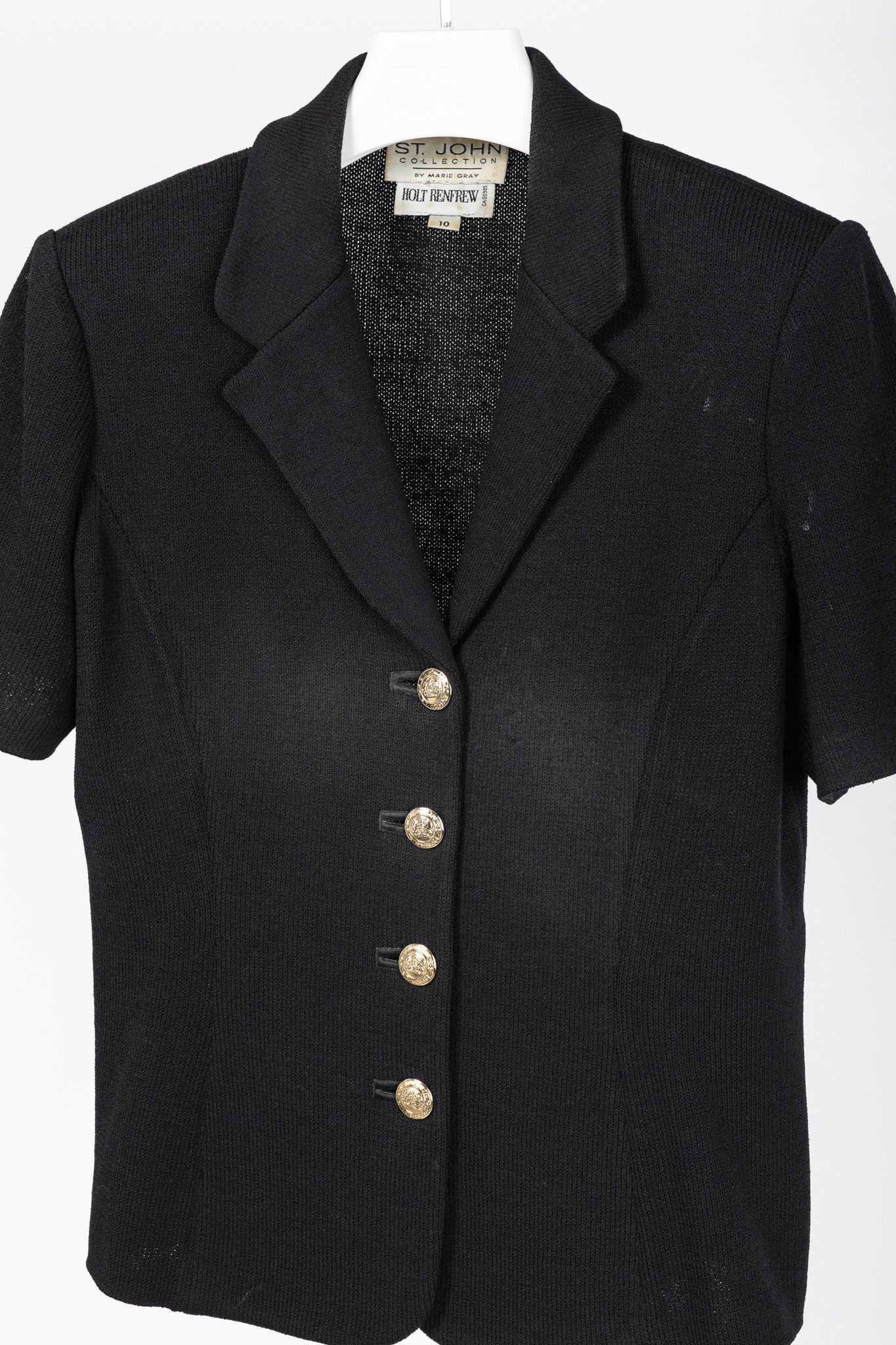 St. John St. John Collection Vintage Wool-Knit Short-Sleeve Blazer Size L / US 10 / IT 46 - 3 Thumbnail