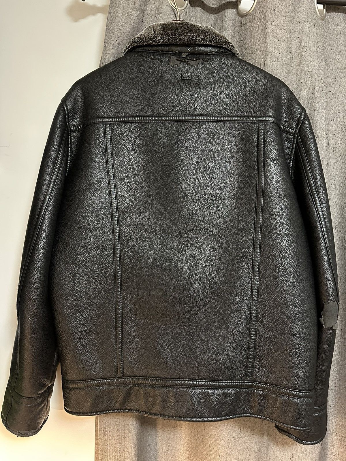 Calvin Klein BLACK FAUX LEATHER JACKET WITH FUR Grailed