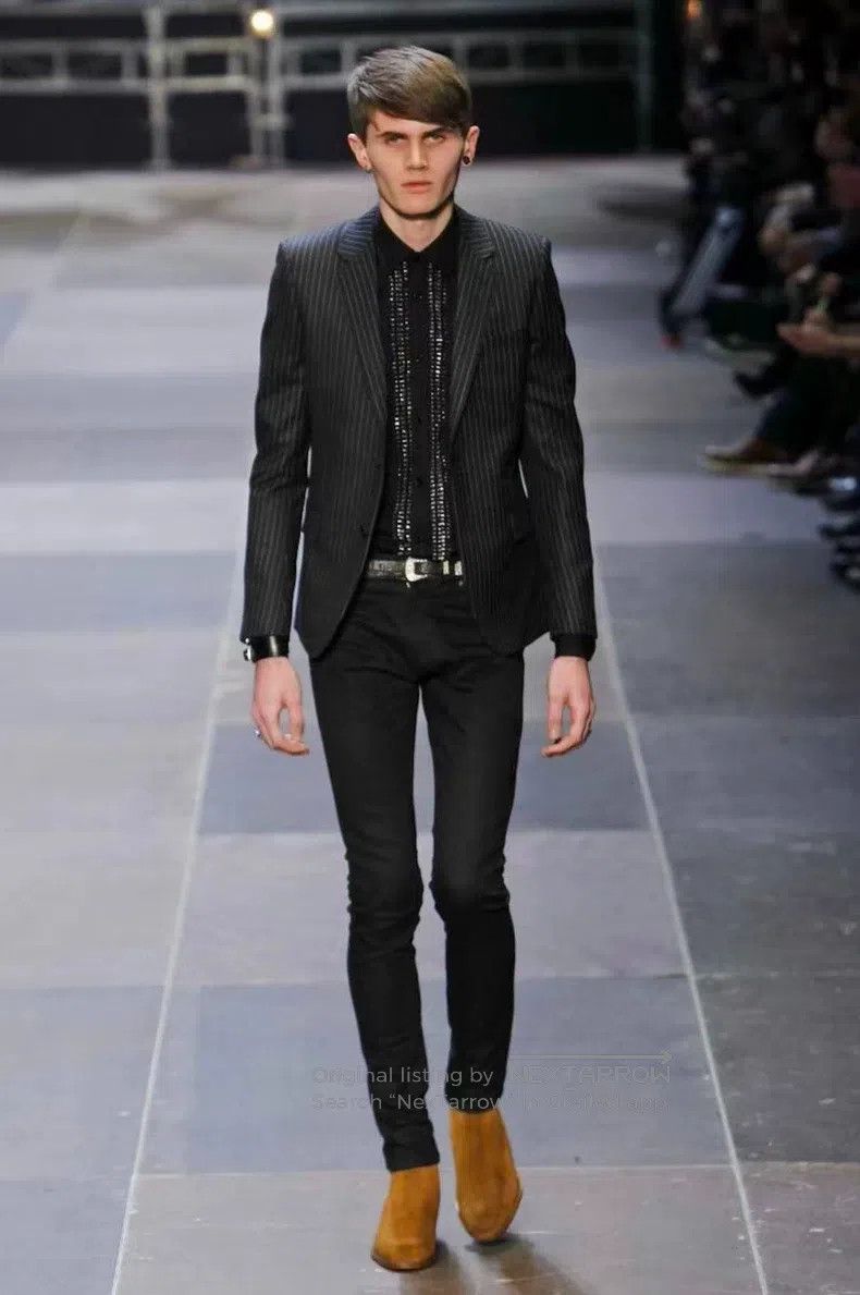Saint Laurent Paris Saint Laurent Paris Original black silver striped notched Size US S / EU 44-46 / 1 - 7 Thumbnail