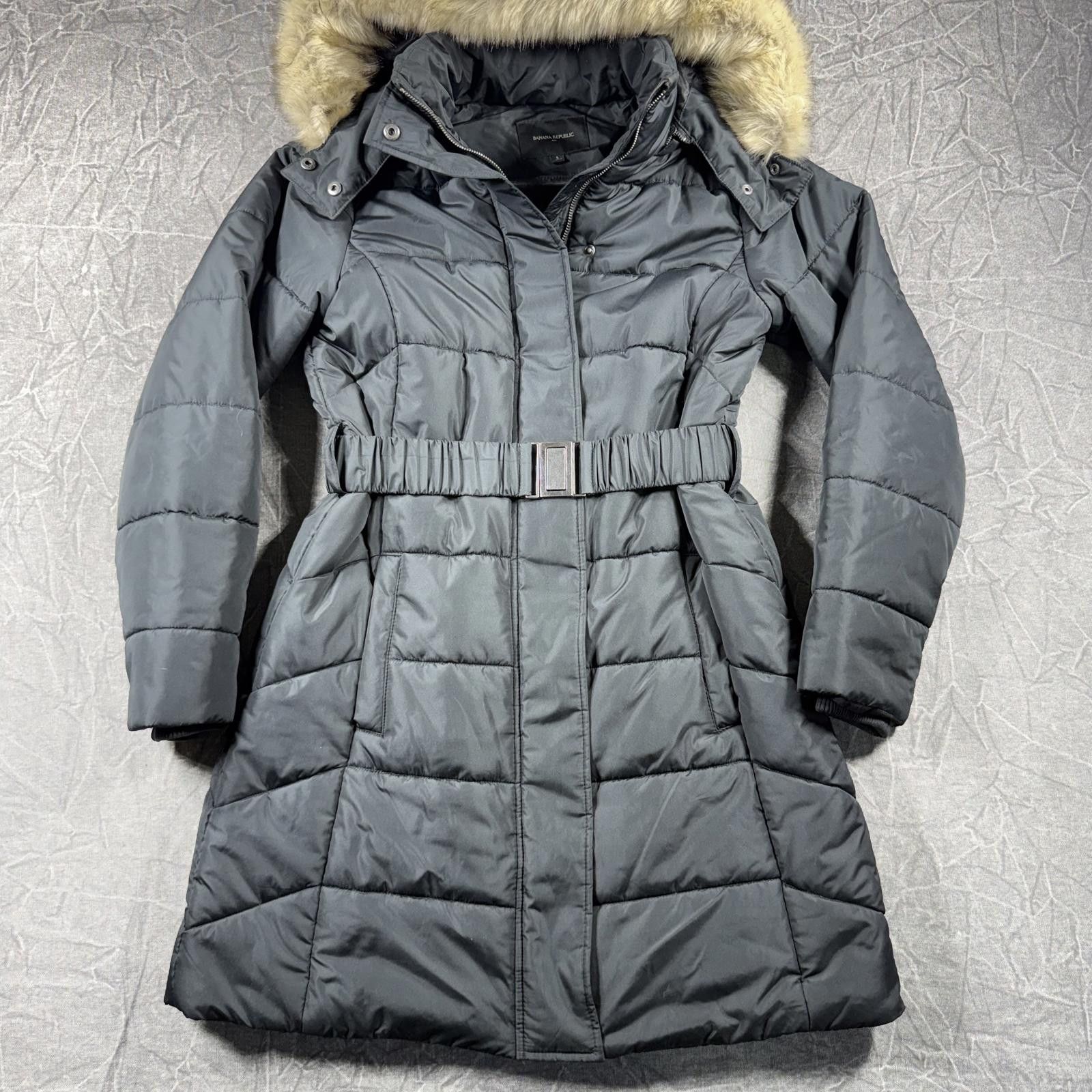 Banana Republic Banana Republic Jacket Women's S Black Puffer Faux Fur Size S / US 4 / IT 40 - 2 Thumbnail