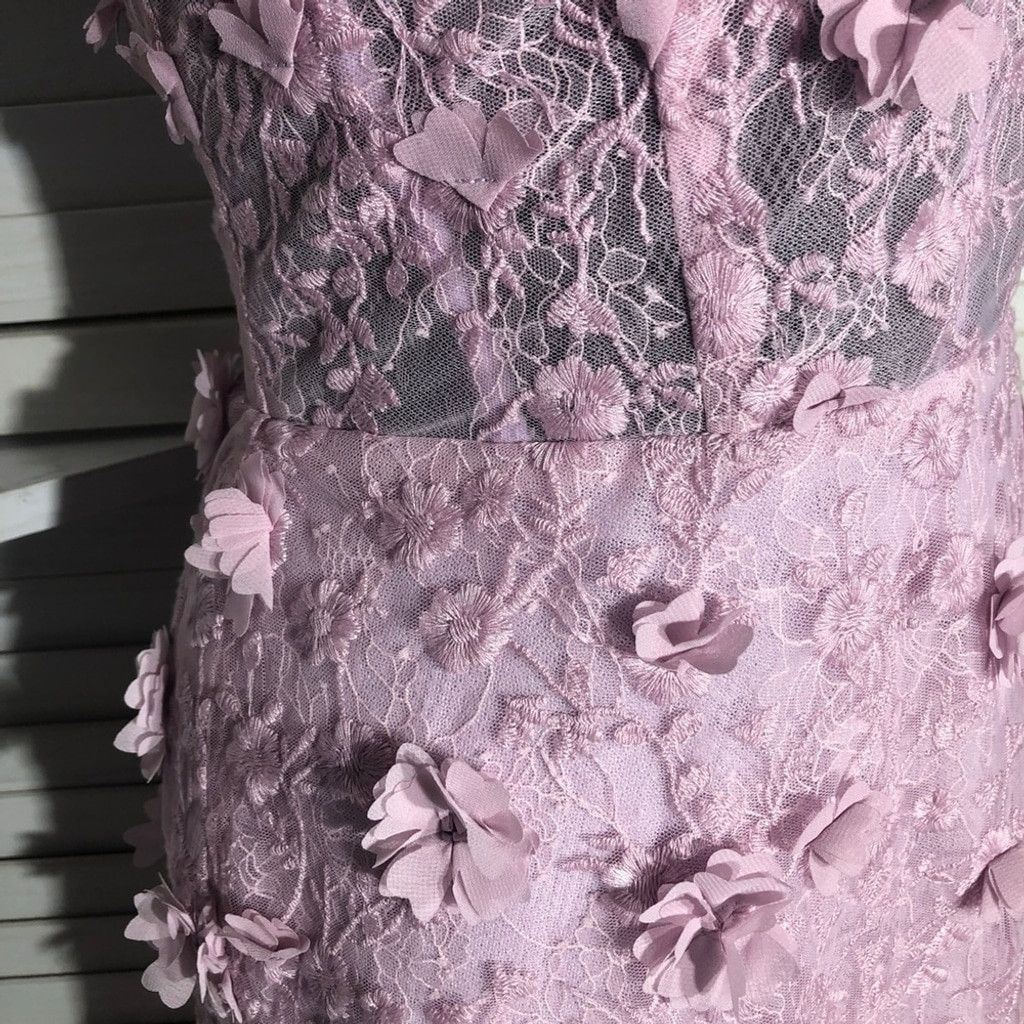 Bcbgmaxazria BCBG Max Azria Corset Gown 3D Floral Lace Sheer Pink Lilac 6 Size M / US 6-8 / IT 42-44 - 12 Thumbnail