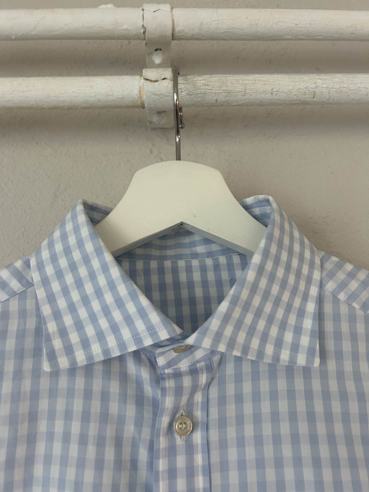 Gucci Gucci Blue Gingham Shirt with Bee Cuff Patch Size US M / EU 48-50 / 2 - 2 Thumbnail