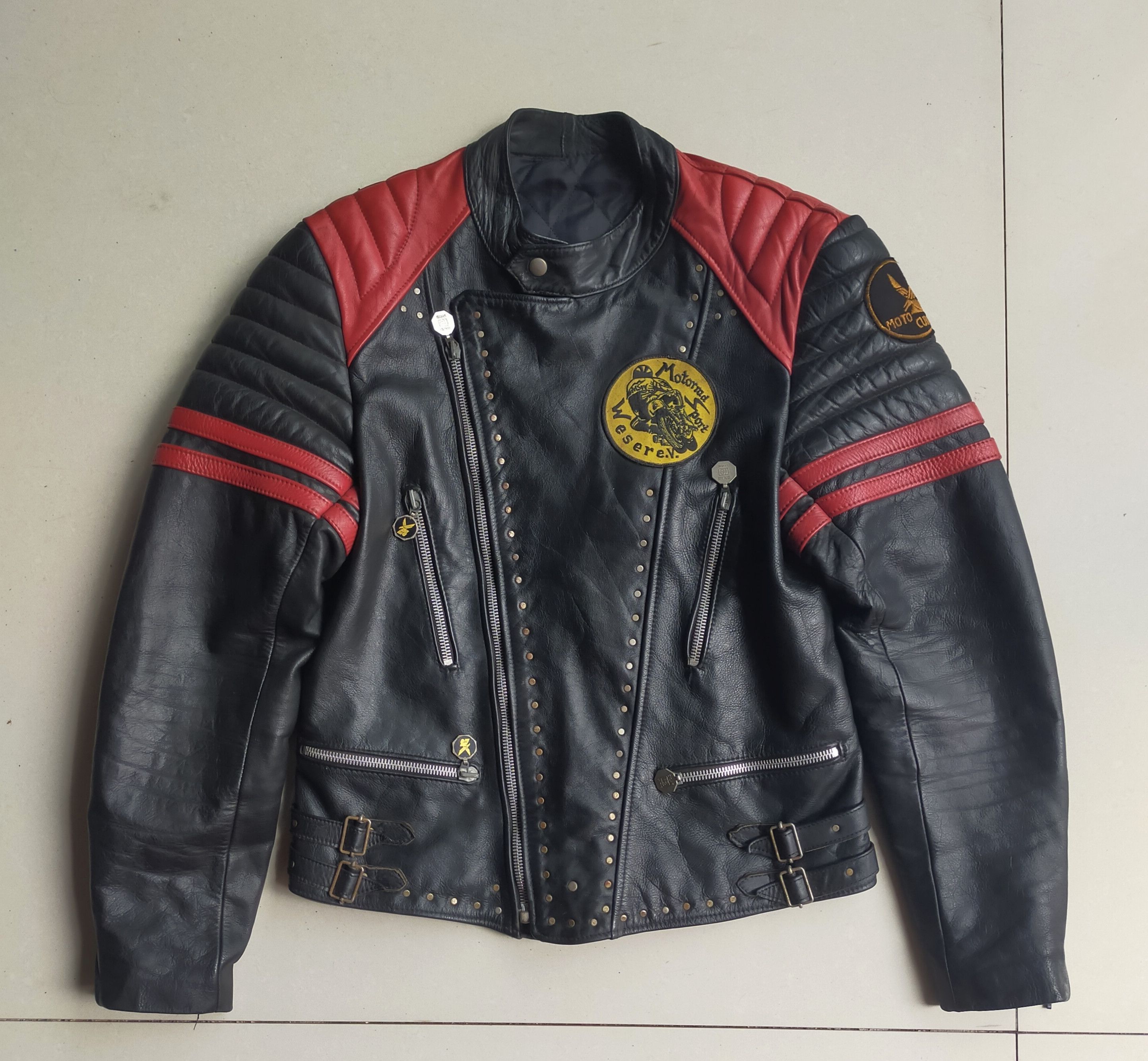 RARE 70s MOTO CUIR PARIS MOTORCYCLE HORSEHIDE LEATHER JACKET