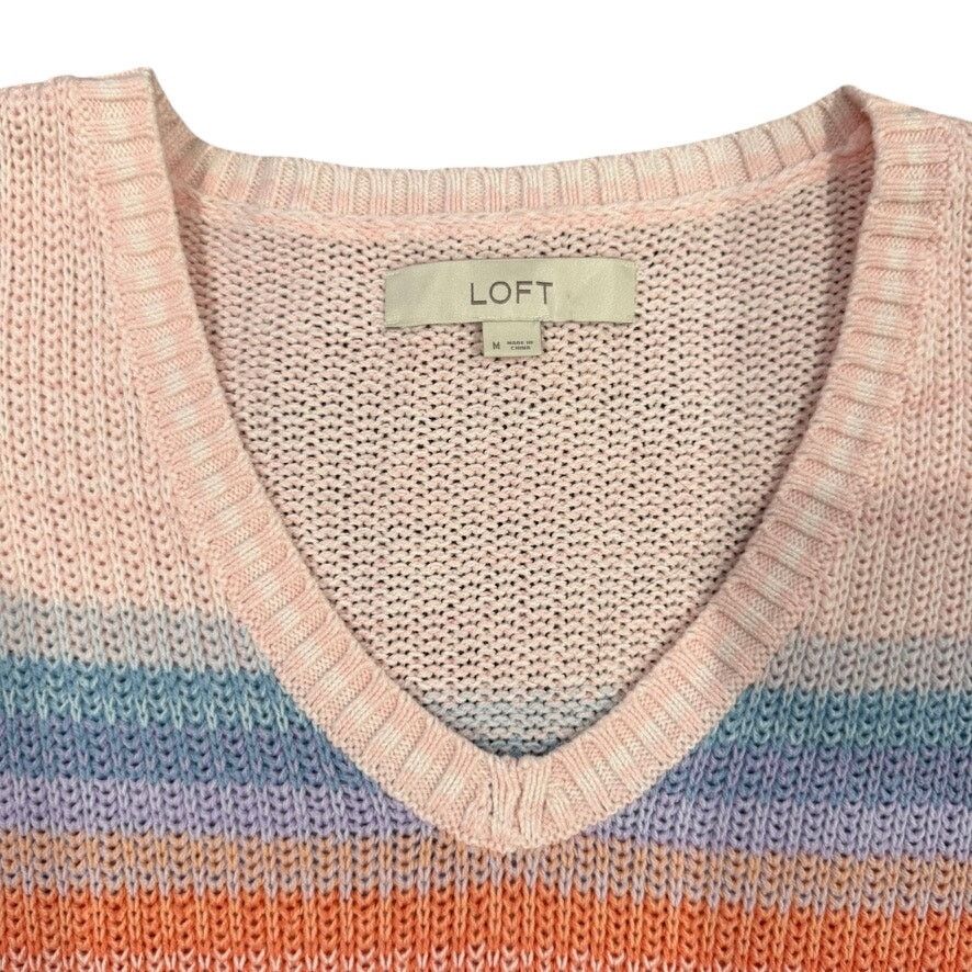 Loft Loft Women's V-Neck Knitted Sweater in Multi, Size M Size M / US 6-8 / IT 42-44 - 3 Thumbnail