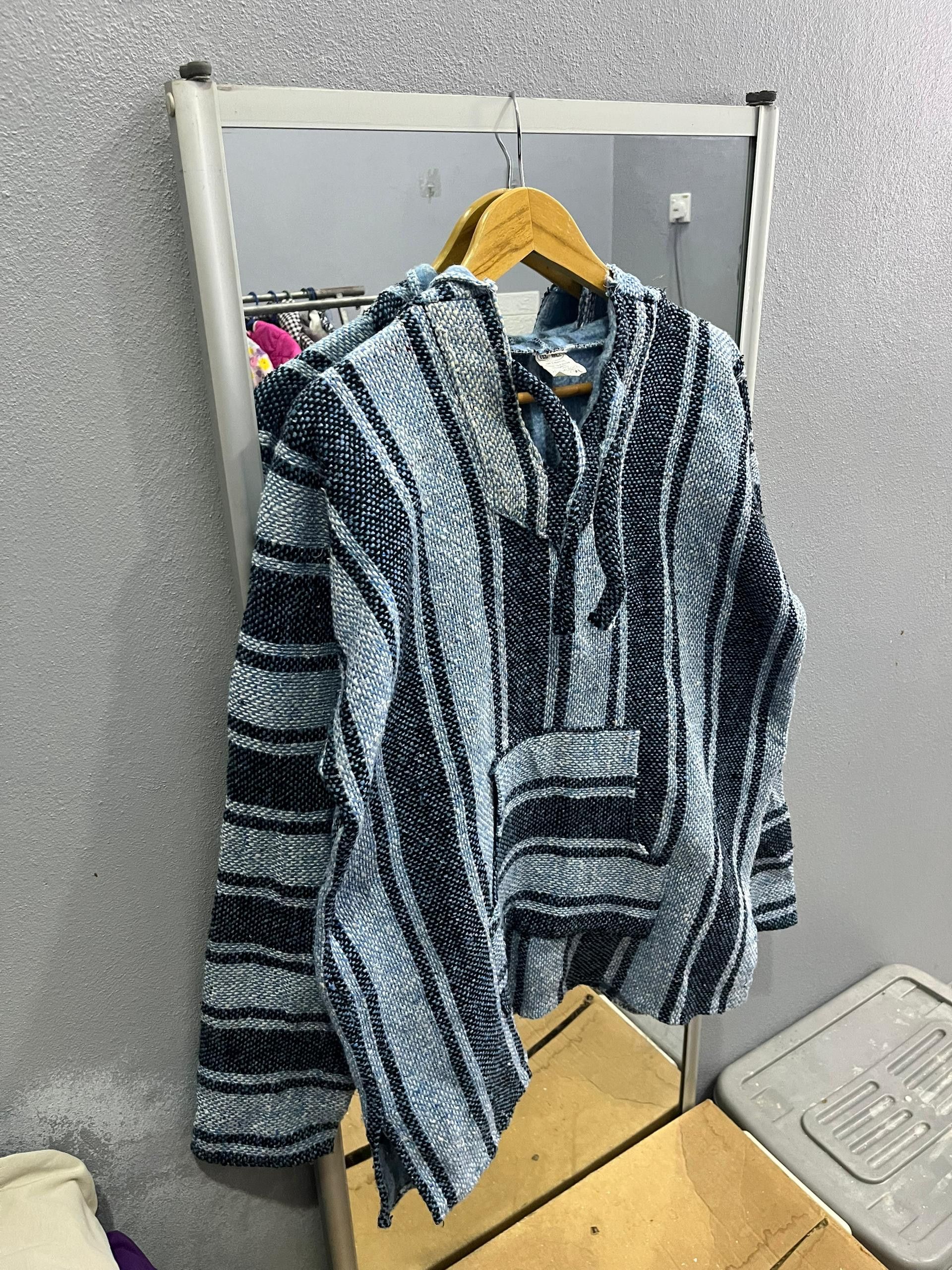 Mexican Threads Vintage Vel-Mex Baja Hoodie Blue Stripe XL Mexico Size US XL / EU 56 / 4 - 3 Thumbnail