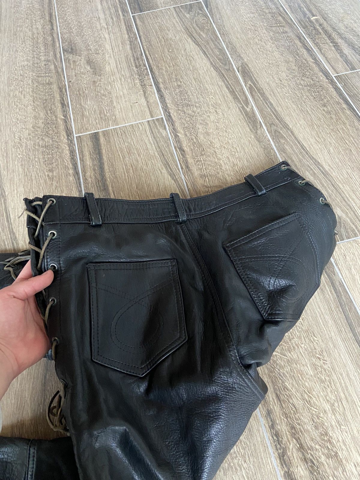 Genuine Leather × Vintage Vintage Cowboys Biker leather pants y2k Balenciaga style Size US 34 / EU 50 - 4 Thumbnail