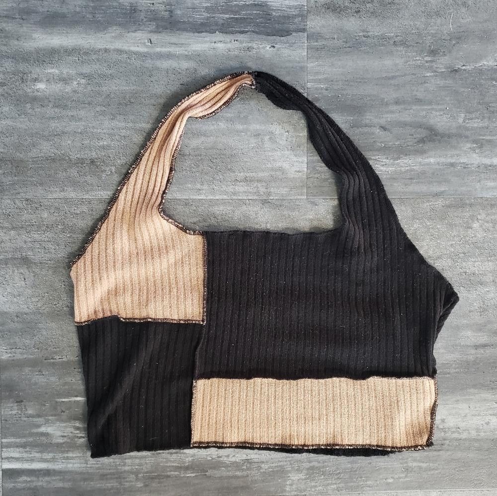 Shein Black Nude Colorblock SHEIN Cropped Halter Size L / US 10 / IT 46 - 1 Thumbnail