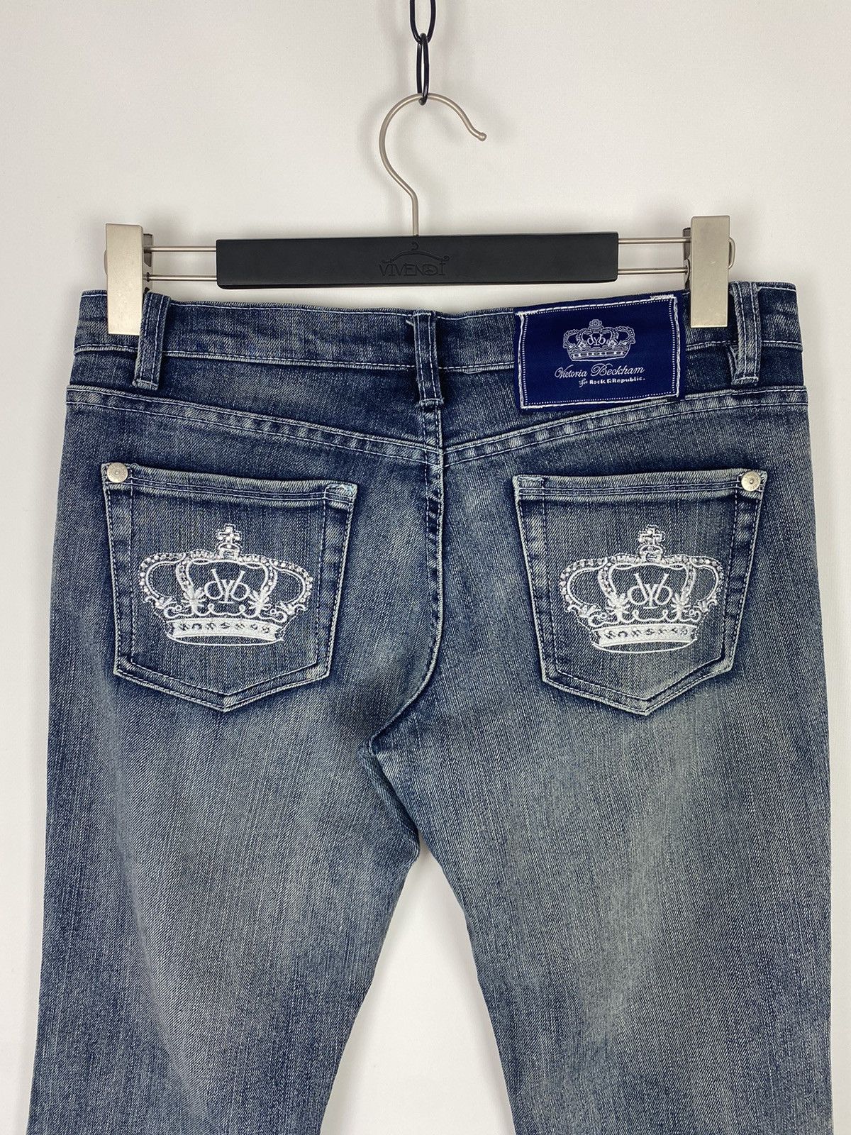 Victoria Beckham Y2K Vintage Low Rise Slim Washed Denim Flare Jeans Size 30" / US 8 / IT 44 - 10 Thumbnail