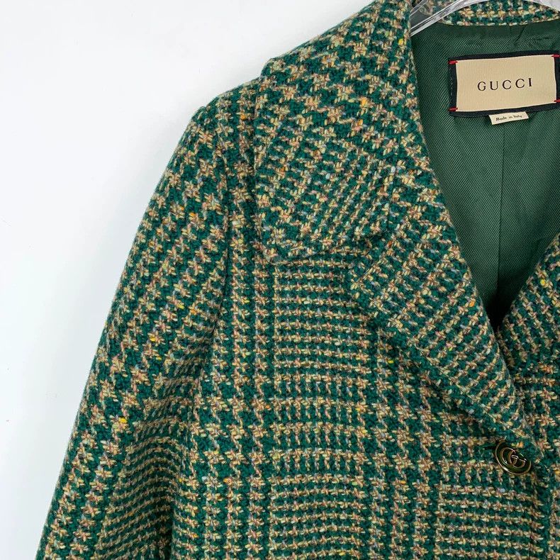 Gucci Gucci Green check wool lapel suit coat 2502-Nextarrow Size US XXS / EU 40 - 3 Thumbnail
