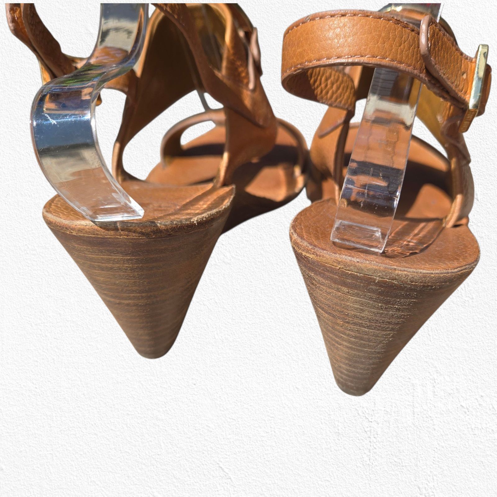 Tory Burch Tory Burch Tan Leather Miller Wedge Sandals Heels Size 10.5M Size US 10.5 / IT 40.5 - 13 Thumbnail