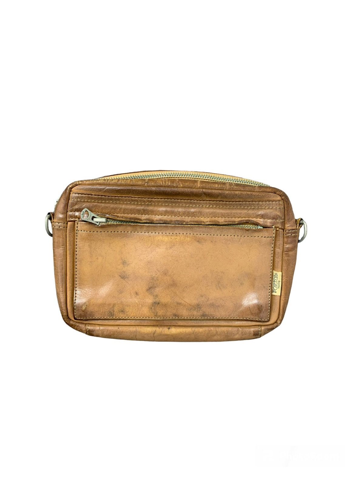 image of Archival Clothing x Leather Porter Leather Clutch Bag in Brown, Men's