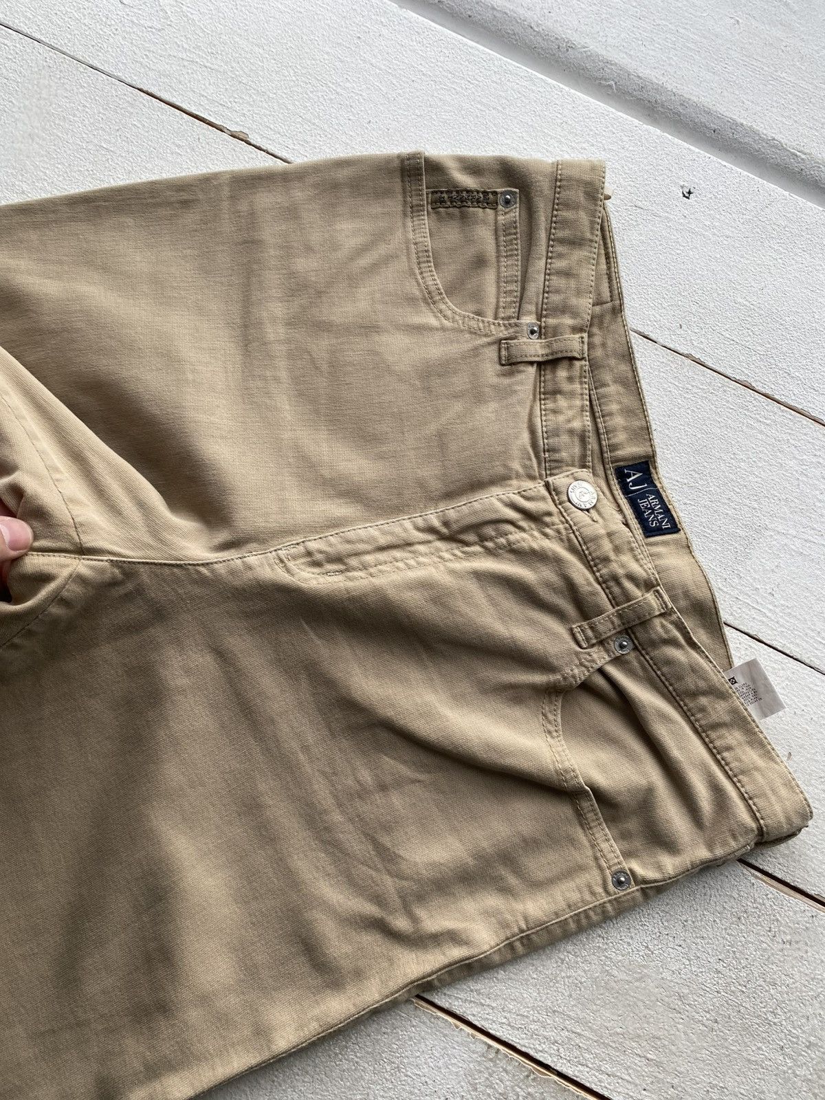 Armani Retro Luxury 90s AJ Armani Jeans Thommer Slim Beige Pants Size US 31 - 4 Thumbnail
