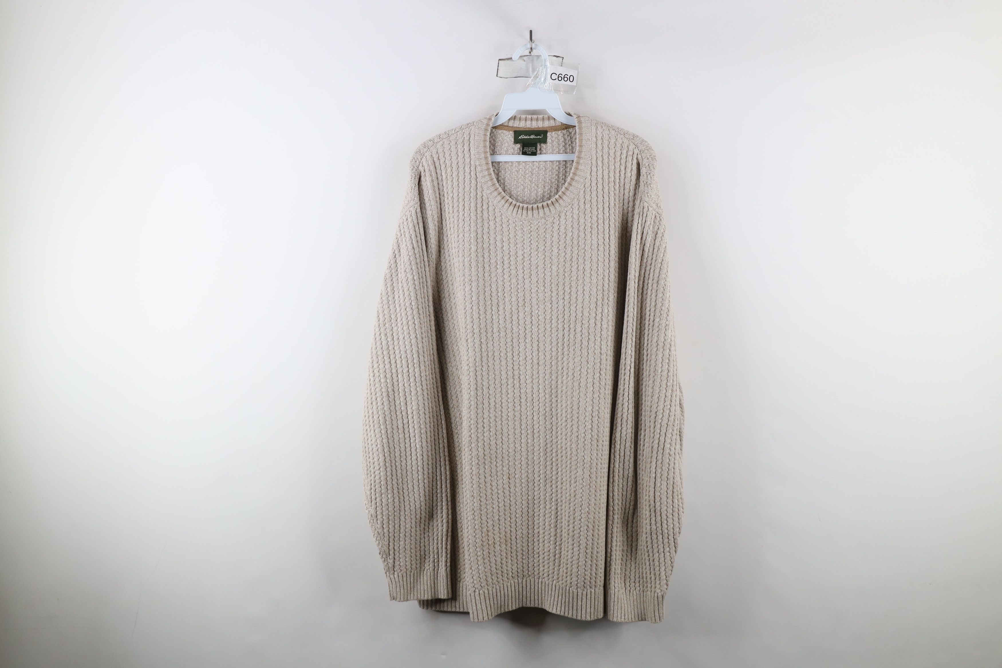 Vintage Eddie Bauer Chunky Cotton Ribbed Knit Sweater Beige