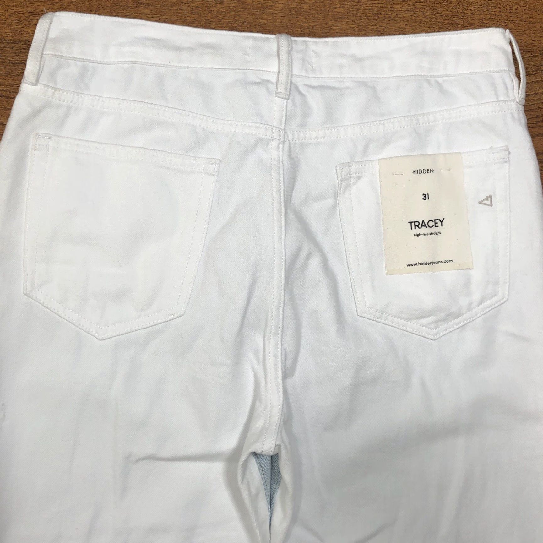 Vintage NWT Hidden Tracey Jeans Womens 31 Straight 90s Bohemian Retro Distressed Blue/White 5-Pocket Denim Size 24" / US 00 / IT 34 - 4 Thumbnail