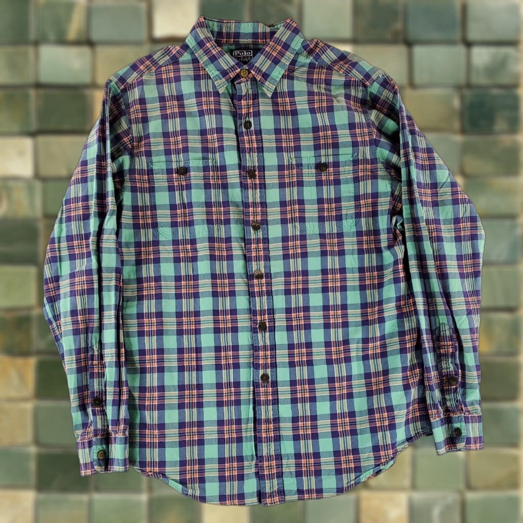 Polo Ralph Lauren Polo Ralph Lauren Button Up Shirt Embroidered Stripes Plaid Pockets Mens L Multicolor Shirt Men L Size US L / EU 52-54 / 3 - 1 Thumbnail