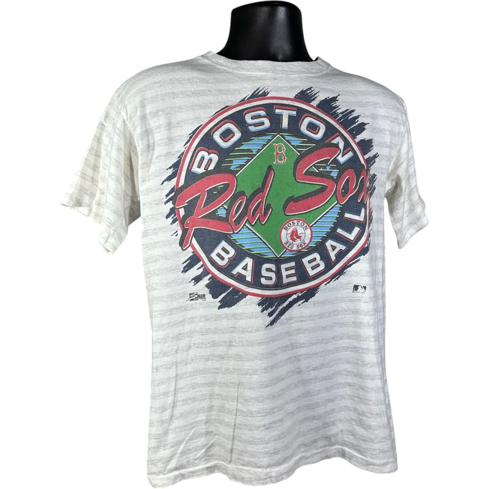 Vintage Vintage Boston Red Sox Striped MLB Tee 90s Medium Size US M / EU 48-50 / 2 - 4 Thumbnail