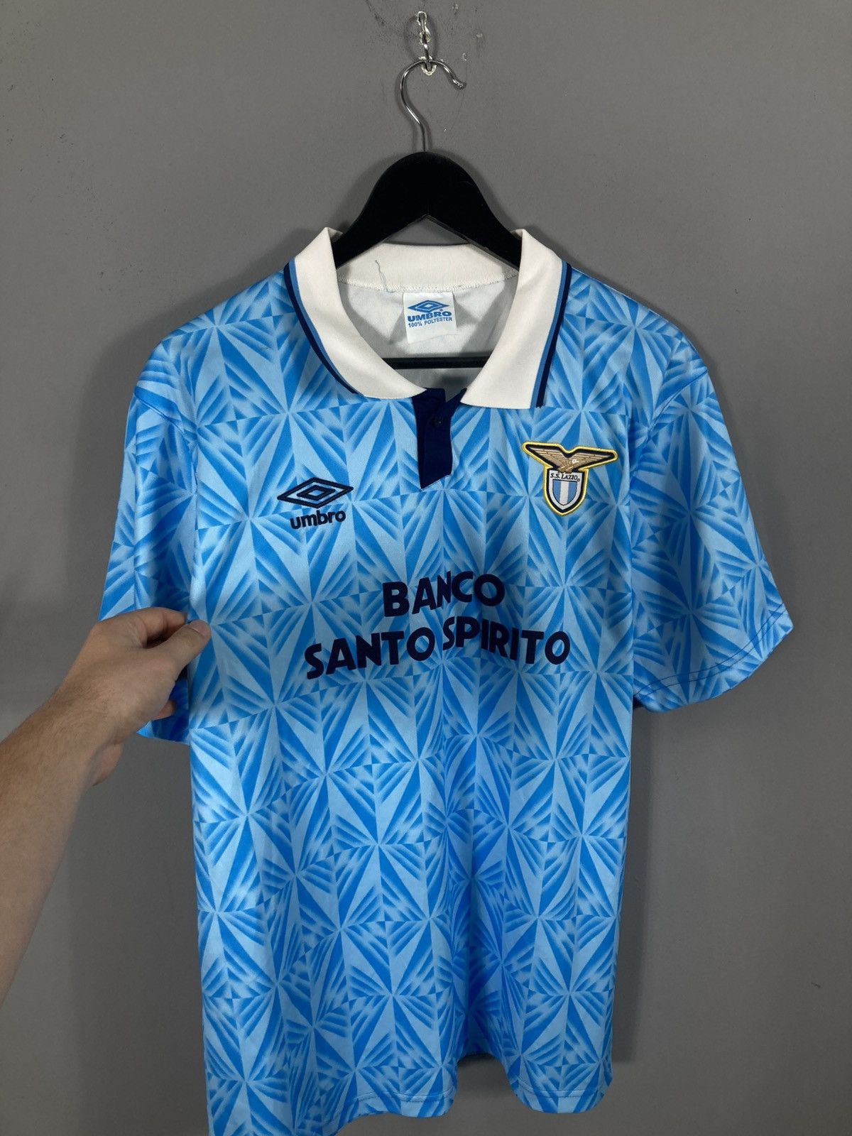 Umbro Gascoigne #10 Lazio 1991/92 Home Soccer Jersey Size US L / EU 52-54 / 3 - 2 Thumbnail