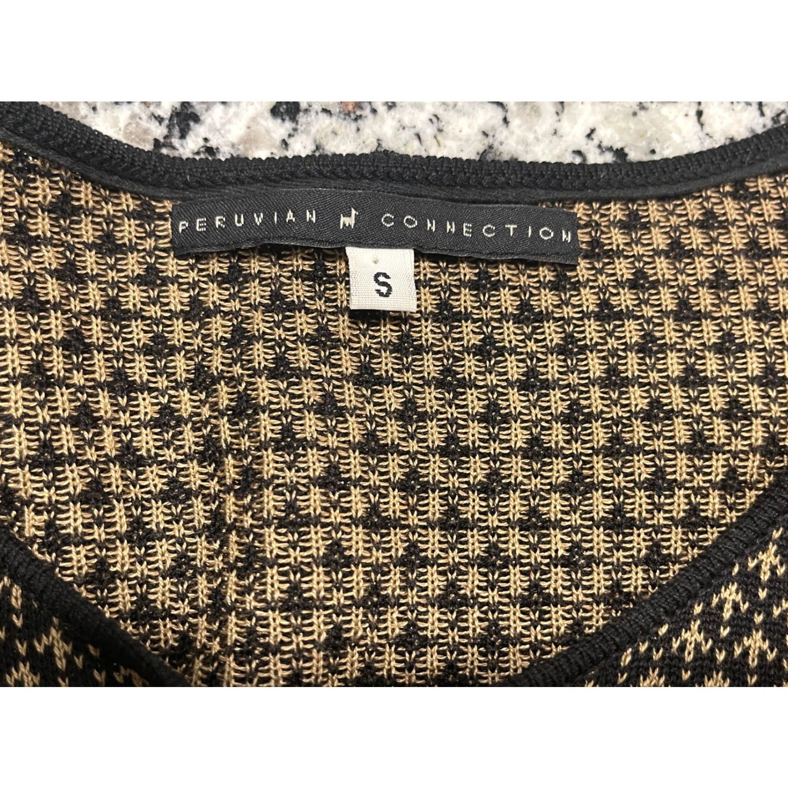 Vintage Peruvian Connection Cardigan Women's Size S Beige Black 100% Cotton Pima Crochet Knit Sweater Size S / US 4 / IT 40 - 5 Thumbnail