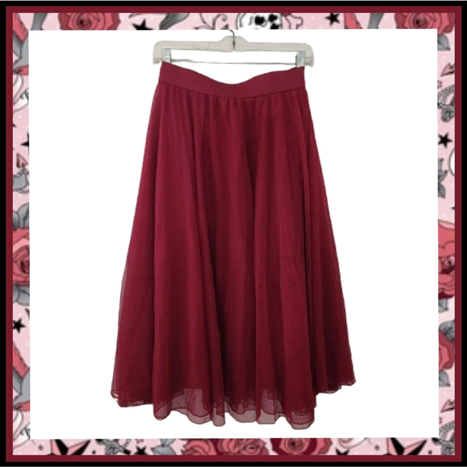 & Other Stories TORRID ☆ FLOWING ☆ WINE TULLE ☆ MIDI SKIRT ☆ 4x ☆ EUC Size 30" / US 8 / IT 44 - 1 Thumbnail