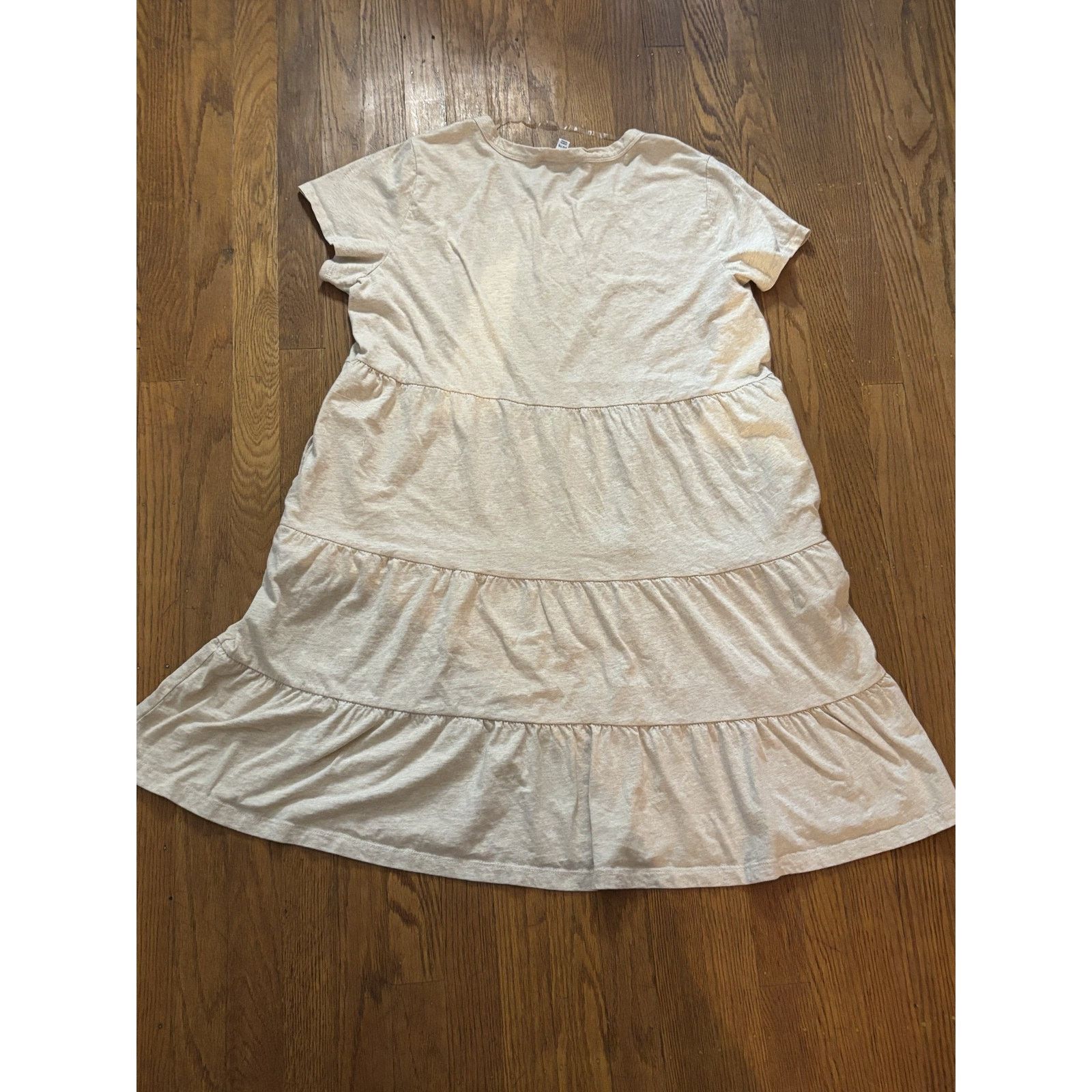 The Unbranded Brand Time & Tru Women's Tiered Dress Large, in Oatmeal/Offwhite Size L / US 10 / IT 46 - 3 Thumbnail