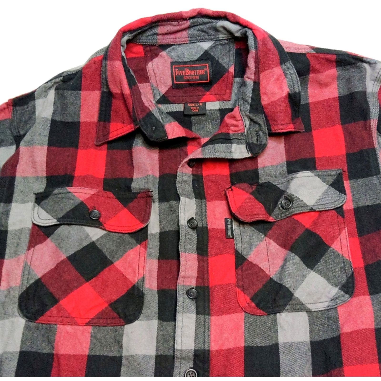 Vintage Five Brother Heavy Weight Deluxe Flannel Shirt Mens L Red Black Plaid Button-Up Shirt Long Sleeve Size US L / EU 52-54 / 3 - 4 Thumbnail