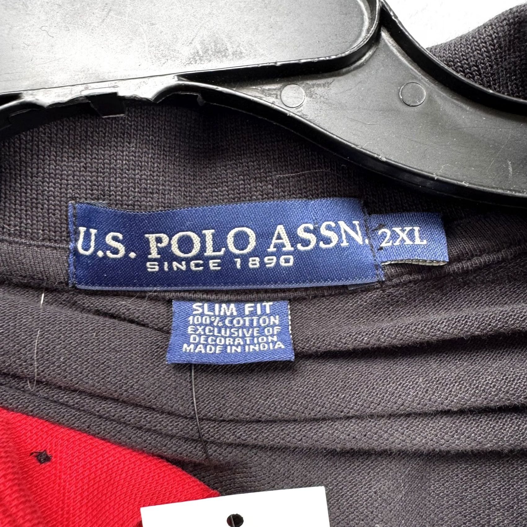 U.S. Polo Assn. US Polo Assn Polo Shirt Mens 2XL Black Red Slim Fit Embroidered Logo Cotton Big Size US XXL / EU 58 / 5 - 6 Thumbnail