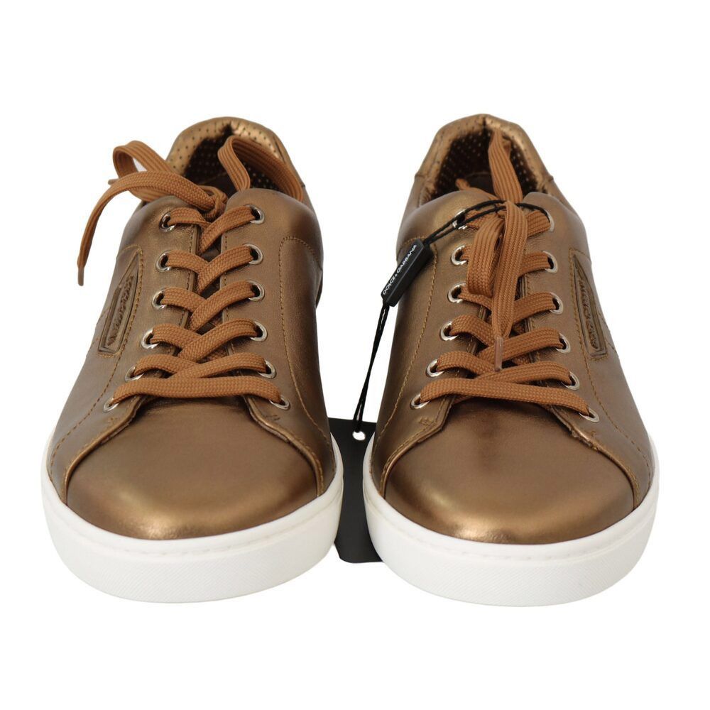 Dolce & Gabbana Dolce & Gabbana Golden Metallic Leather Sneakers Size US 6 / EU 39 - 6 Thumbnail