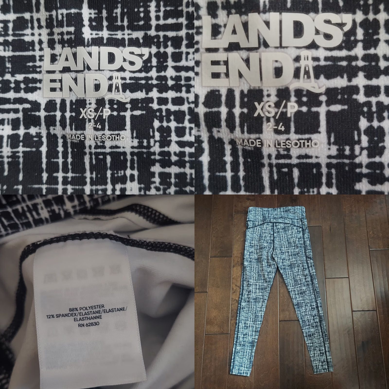 Lands' End Lands' End Women's Active High Rise Compression Leggings Black Etched XS/P Size 26" / US 2 / IT 38 - 9 Thumbnail
