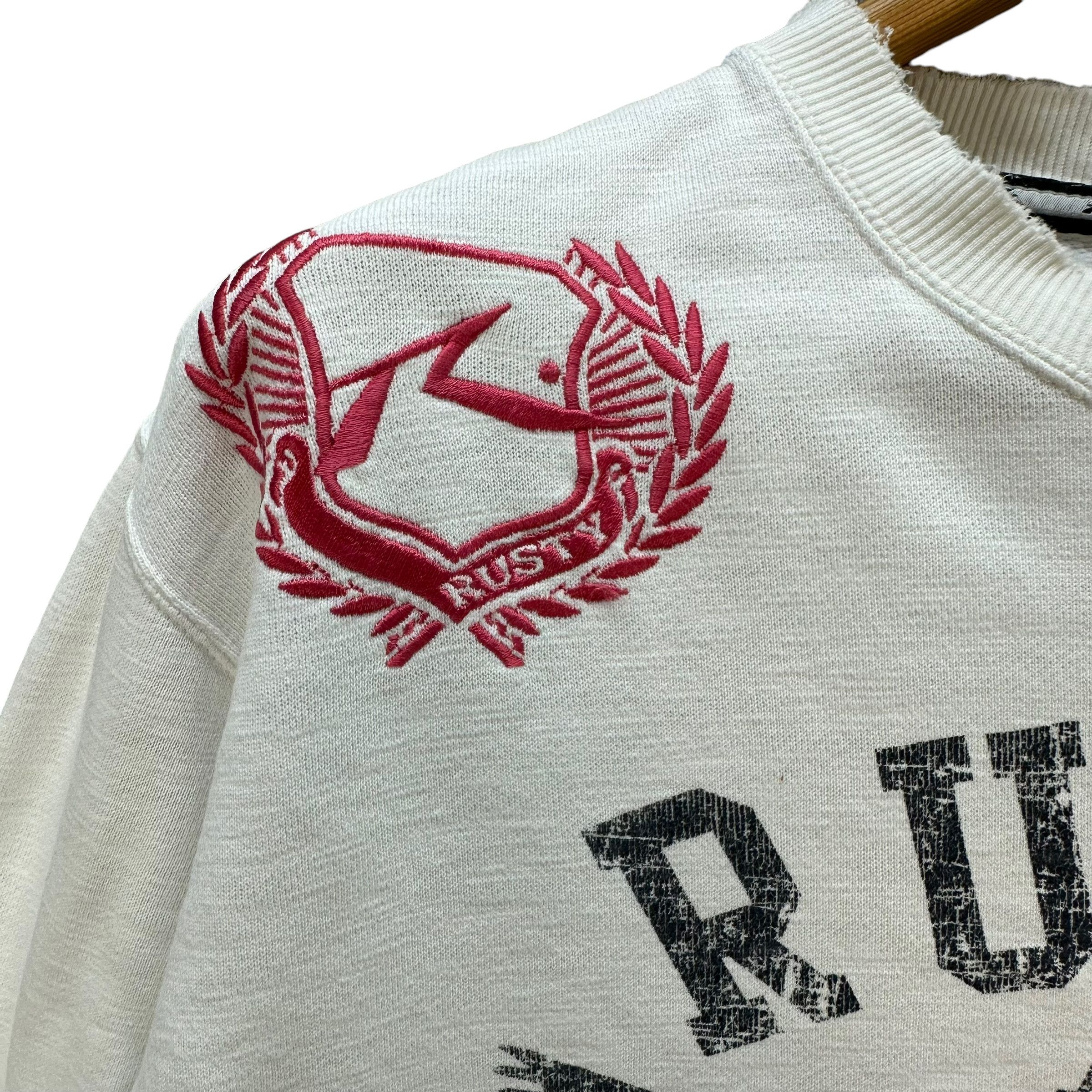 Rusty TRASHED RUSTY Big Logo White Sweatshirts Surfwear #A2-0034 Size US M / EU 48-50 / 2 - 4 Thumbnail