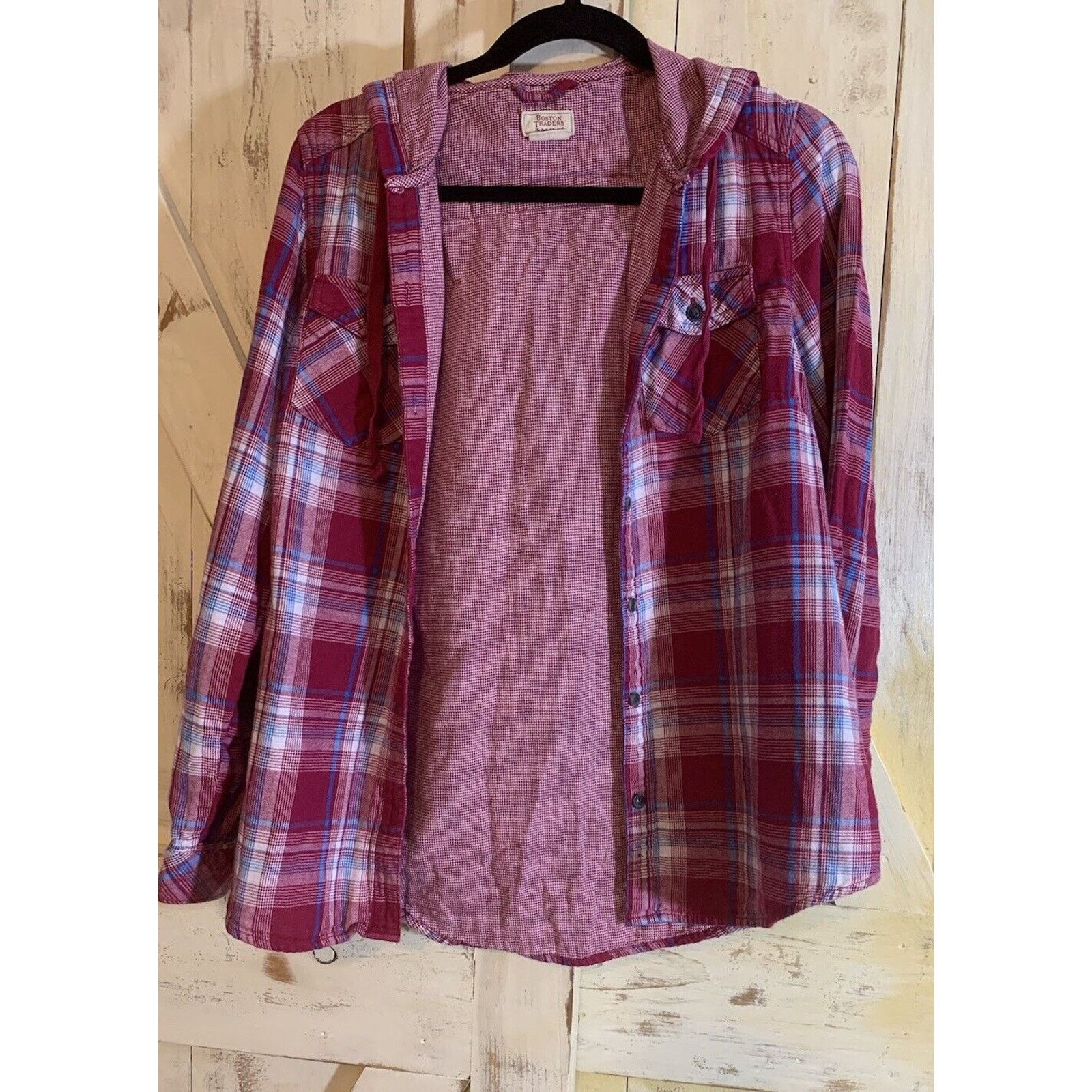 Boston Traders Boston Traders Women's Flannel Hoodie Shirt M Plaid Size M / US 6-8 / IT 42-44 - 6 Thumbnail