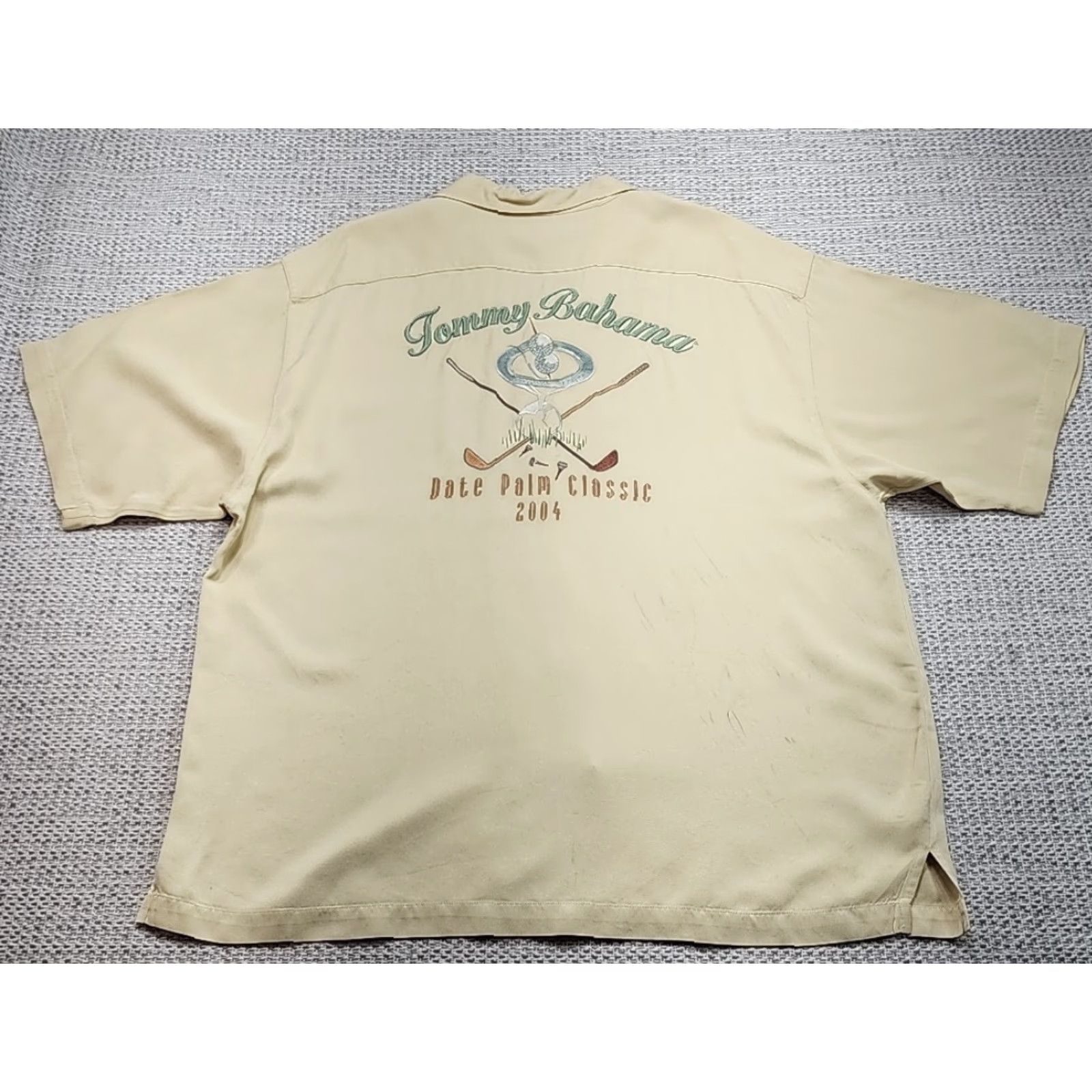 Tommy Bahama VINTAGE Tommy Bahama Shirt Mens XL Beige Date Palm Classic Golf Short Sleeve Aloha 90s Beach California Hawaiian Outdoor Retro Dad Mens Size US XL / EU 56 / 4 - 2 Thumbnail