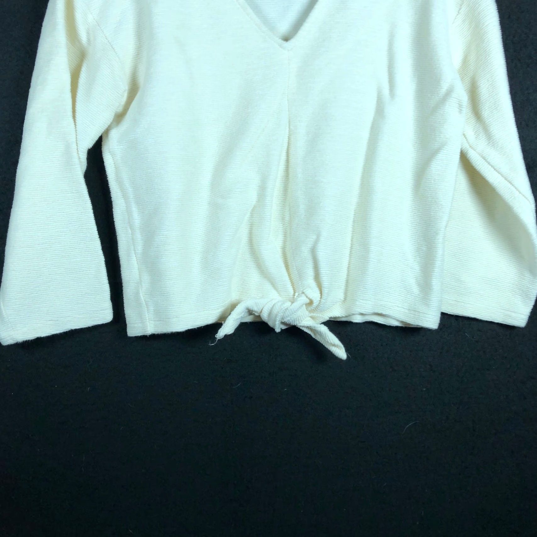 Madewell Madewell Womens Sweater Texture & Thread Cream Ribbed V Neck Front Tie Medium Size M / US 6-8 / IT 42-44 - 5 Thumbnail