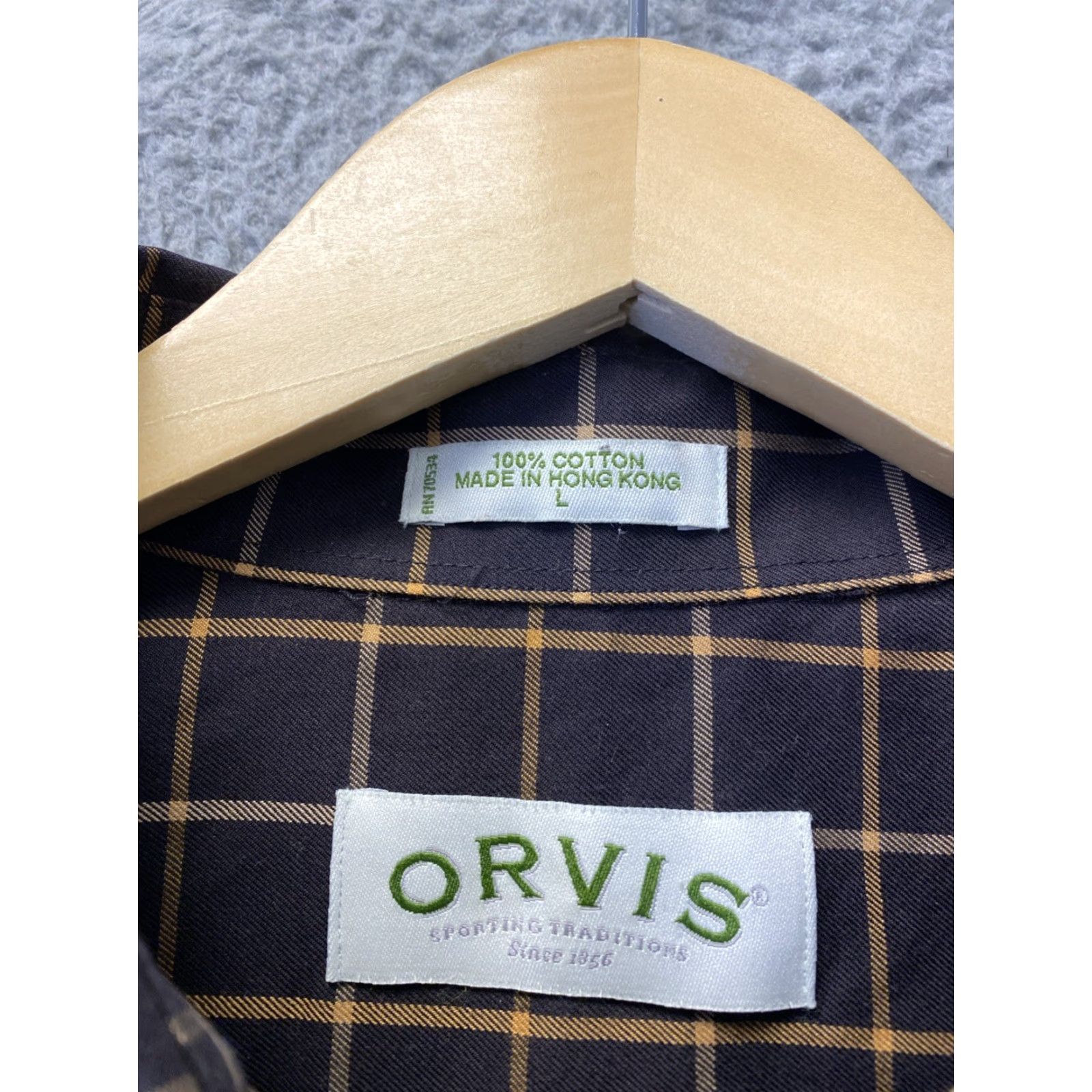 Orvis VINTAGE Orvis Men’s Button Shirt Large Brown Check Casual Workwear Fall Winter Cotton Mens Size US L / EU 52-54 / 3 - 3 Thumbnail