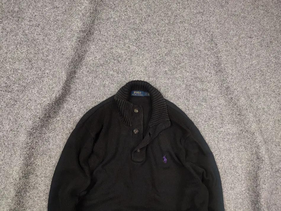 Polo Ralph Lauren Vintage Polo Ralph Lauren Black Cotton Knit Sweater Button Size US L / EU 52-54 / 3 - 1 Thumbnail