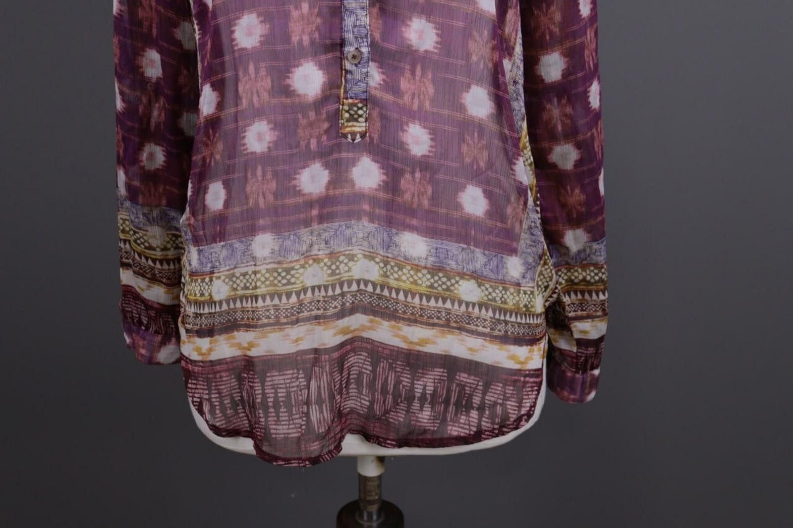 Designer Emily Van Den Bergh Burgundy Aztec Blouse Shirt Size 40 Size M / US 6-8 / IT 42-44 - 2 Thumbnail