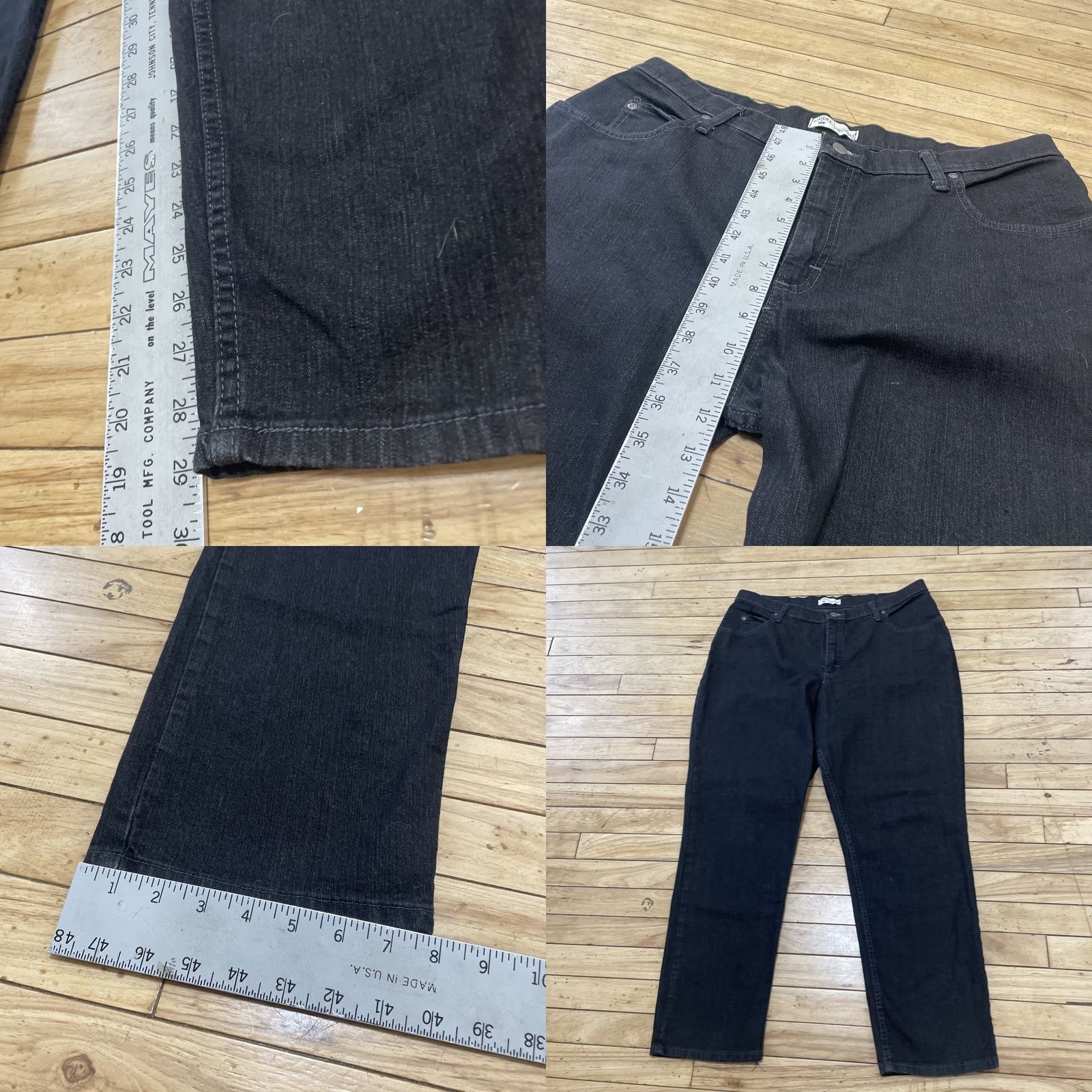 Lee VINTAGE Riders By Lee Relaxed Jeans Women 18W P Plus Petite All Black Work Pants 36x30 Size 40" / US 18 - 9 Thumbnail