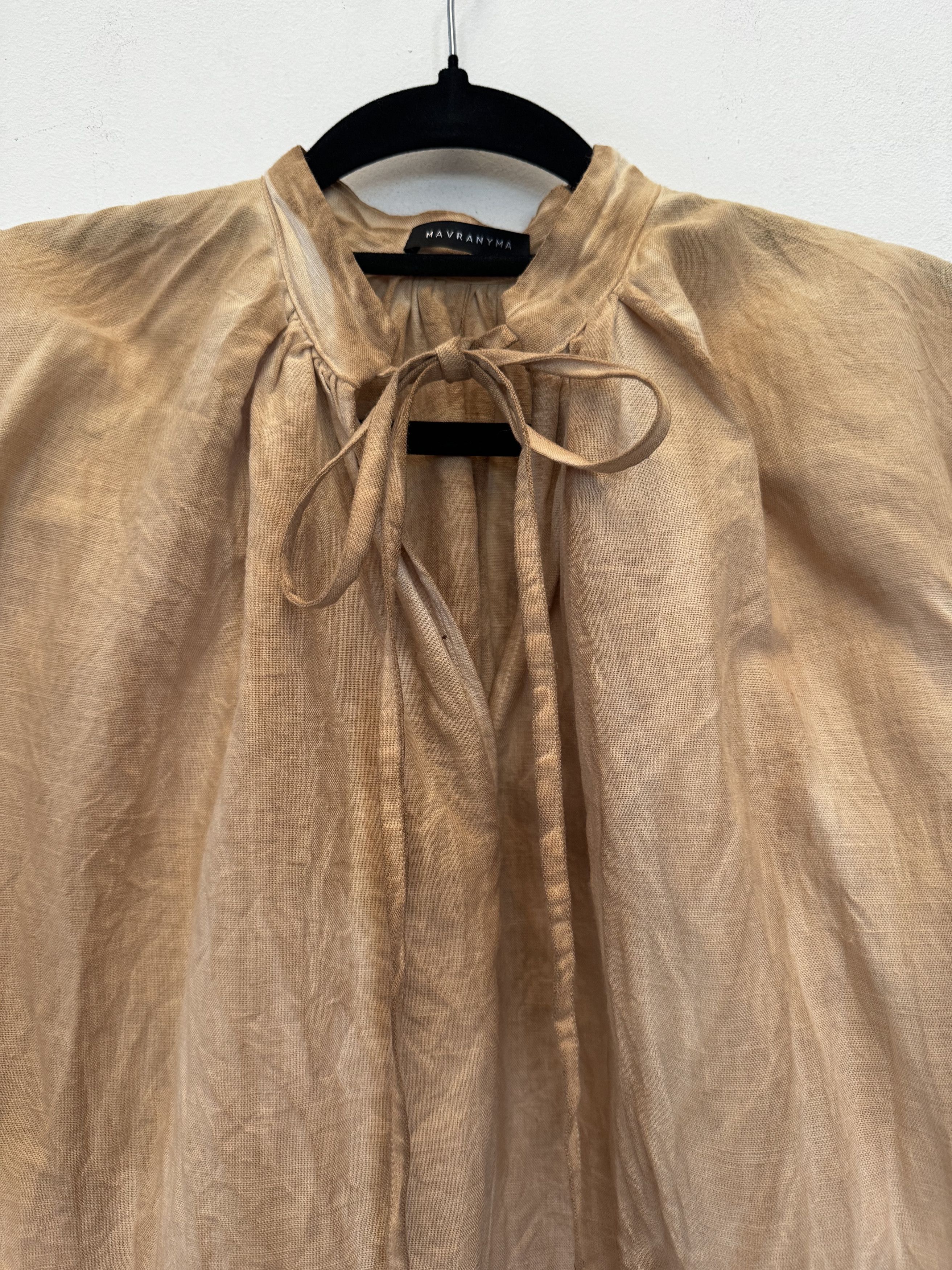 Mavranyma Loose linen dress dyed with coffee Size M / US 6-8 / IT 42-44 - 5 Thumbnail