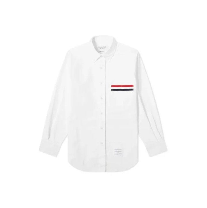 Thom Browne Thom Browne White Long Sleeve Casual Shirt Size US M / EU 48-50 / 2 - 1 Thumbnail