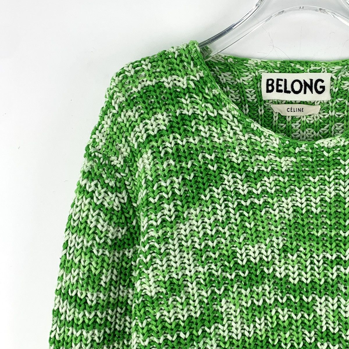 Celine Celine Green Cotton Crew Neck Long Sleeve Knit Sweater K26WX Size M / US 6-8 / IT 42-44 - 3 Thumbnail