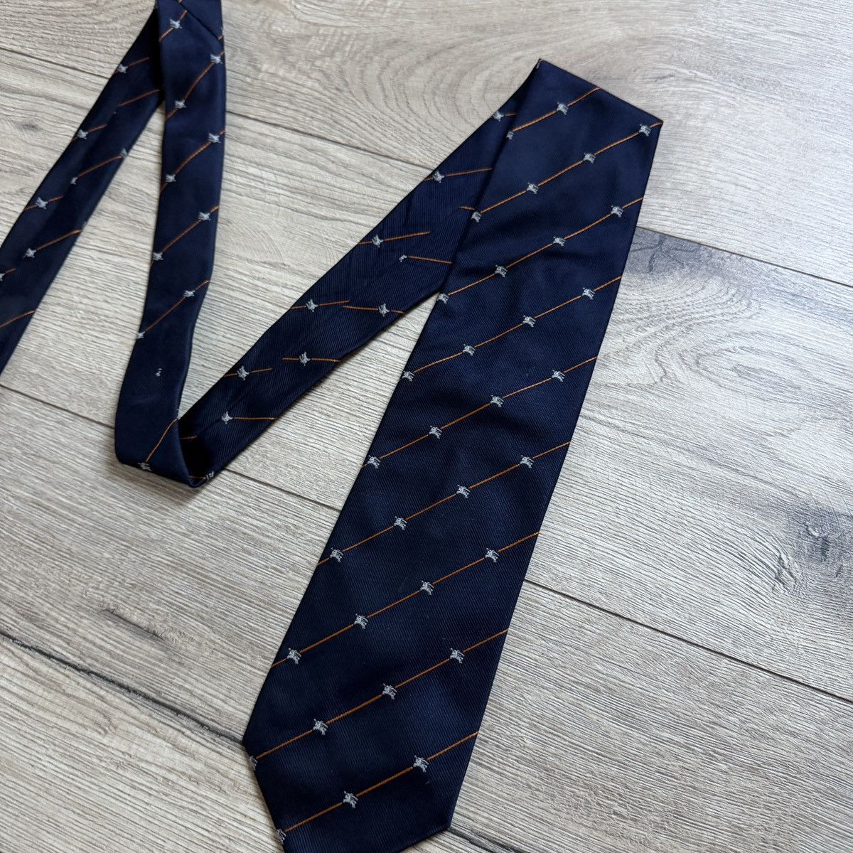 Burberry Vintage Burberry Silk Neck Ties Navy Nova Check Monogram Size ONE SIZE - 2 Thumbnail