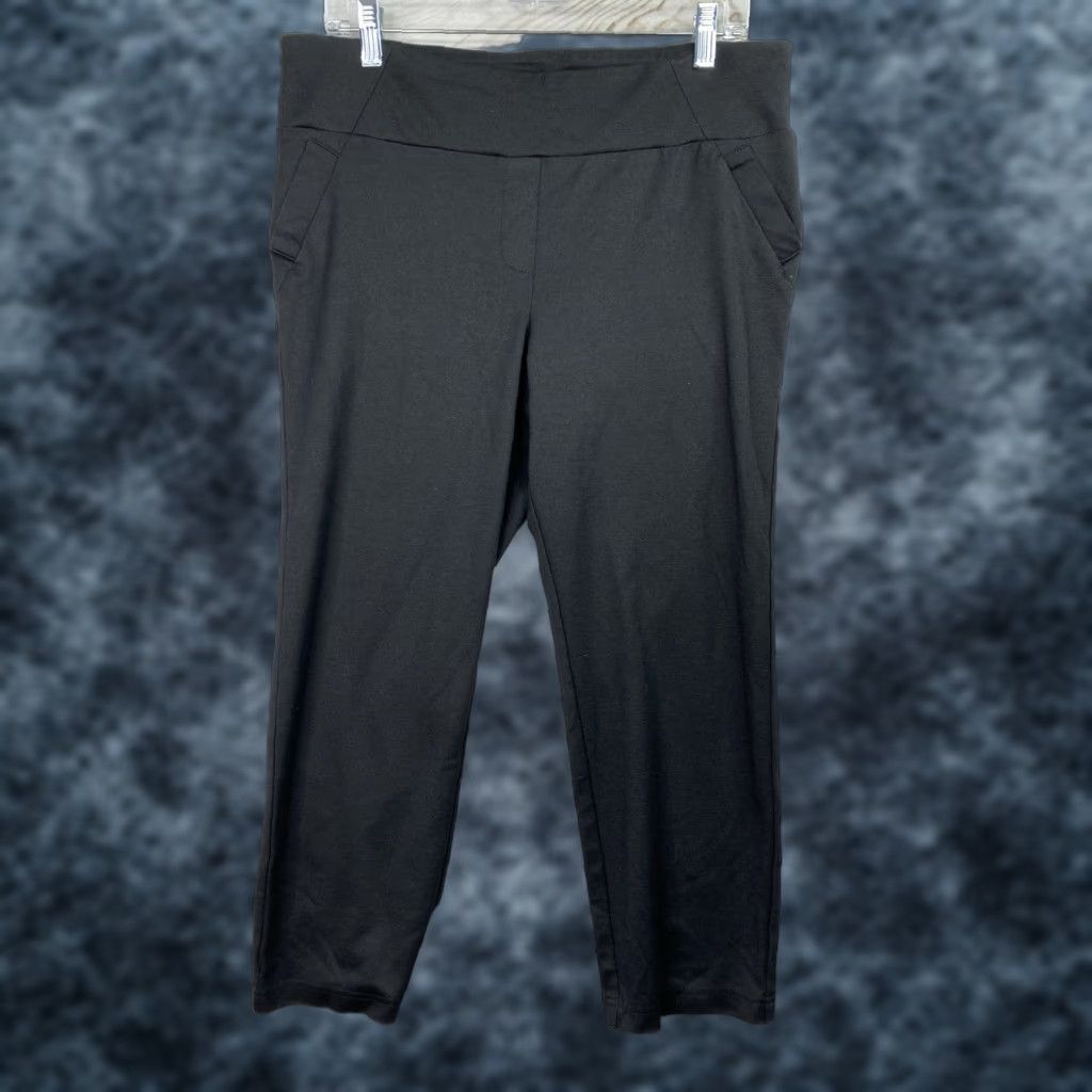 Vintage SOHO Leggings Womens PL Black High Rise Ankle Cropped Pull On Comfy Gym Size 36" / US 14 / IT 50 - 1 Thumbnail