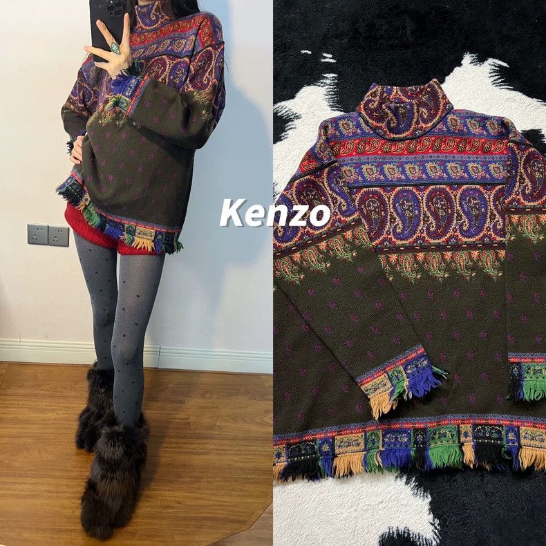 Kenzo Kenzo Wool Paisley Fringe Long Sweater - dmc Size US M / EU 48-50 / 2 - 1 Thumbnail