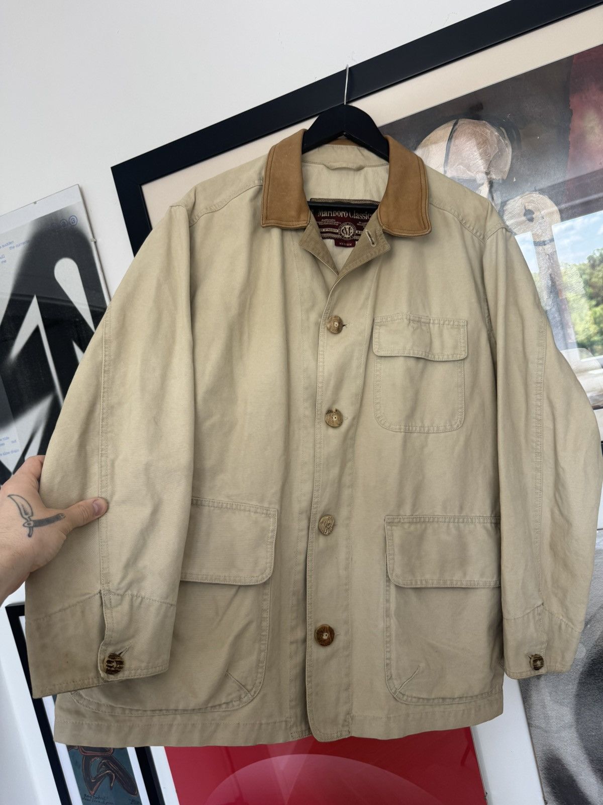 Marlboro Classics Marlboro Classics Vintage Washed Beige Jacket Chore Coat Size US M / EU 48-50 / 2 - 2 Thumbnail