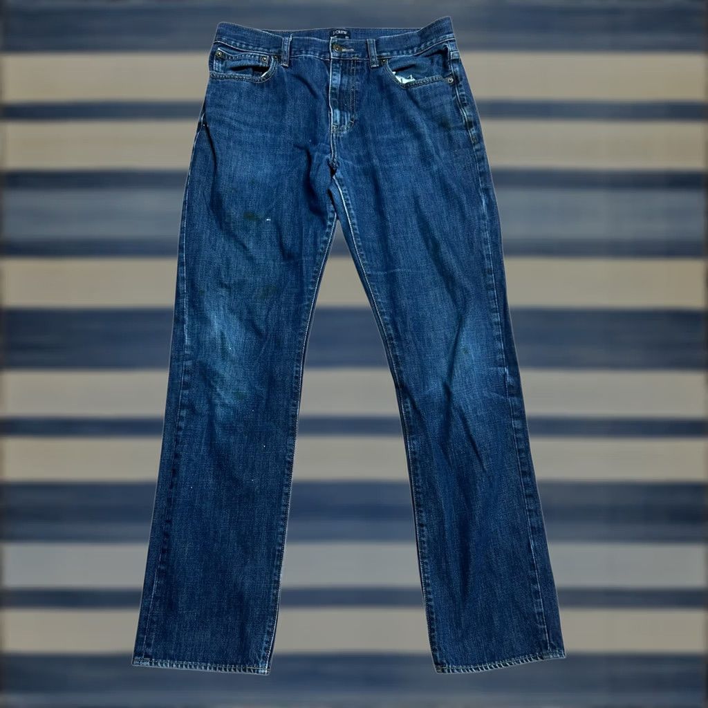 J.Crew J.CREW Jeans Mens 32x34 The Bleecker Athletic Fit Straight Leg Dark Wash Read Read Reading? Size US 32 / EU 48 - 1 Thumbnail