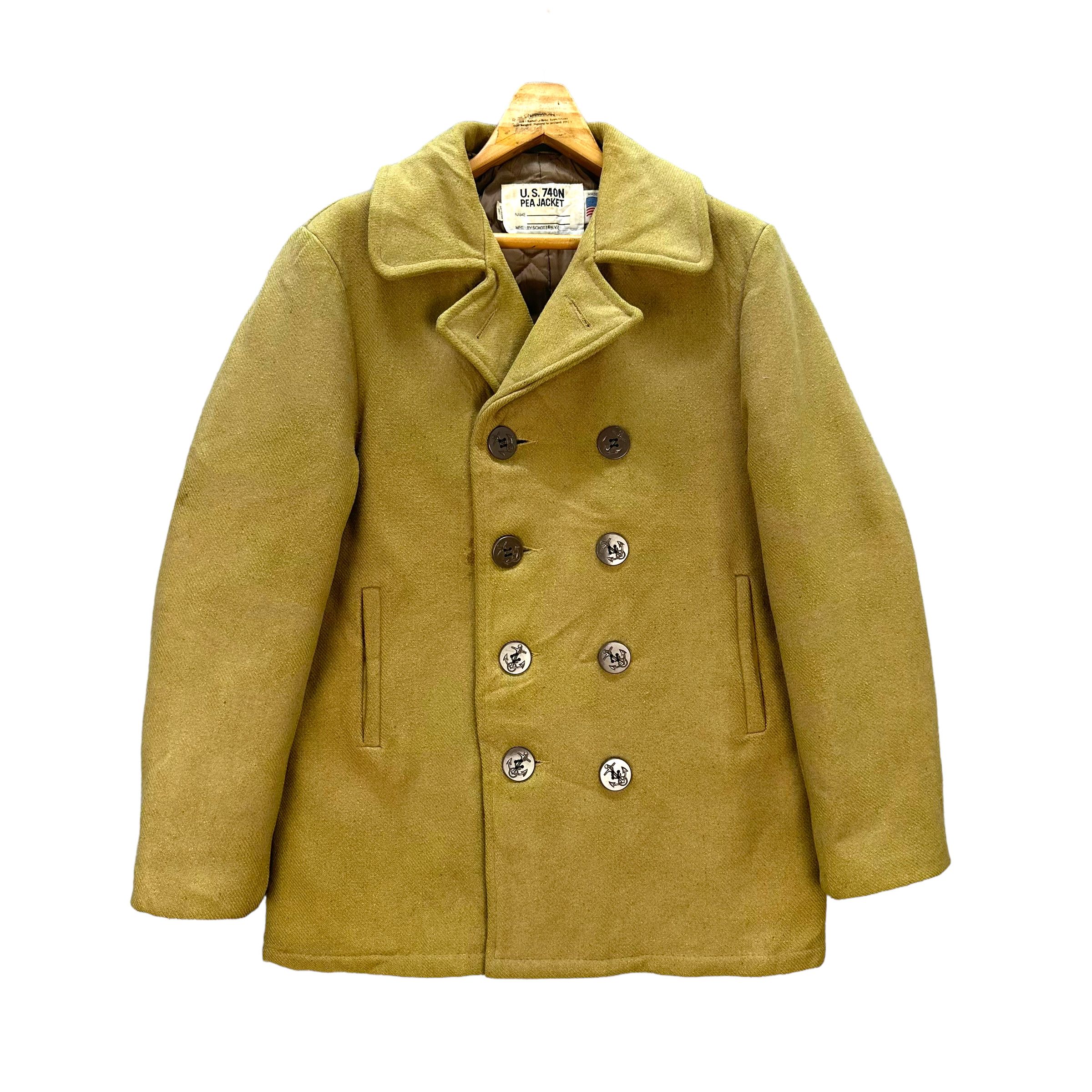 image of Made In USA x Schott Us 740N Pea Jacket Schott Nyc Wool Coat Jacket 8548-014, Men's (Size Small)