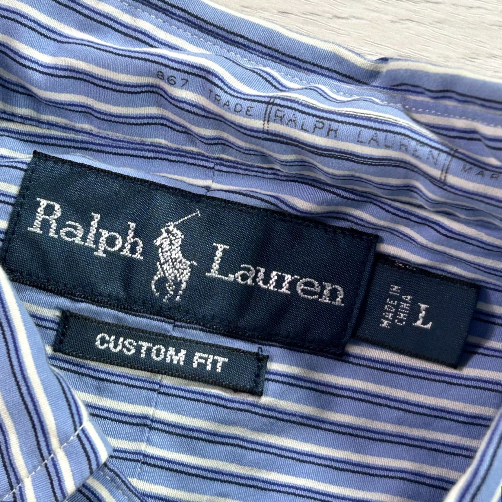 Ralph Lauren Ralph Lauren Shirt Mens Large Blue Striped Button Down Custom Fit Pony Logo Size US L / EU 52-54 / 3 - 4 Thumbnail