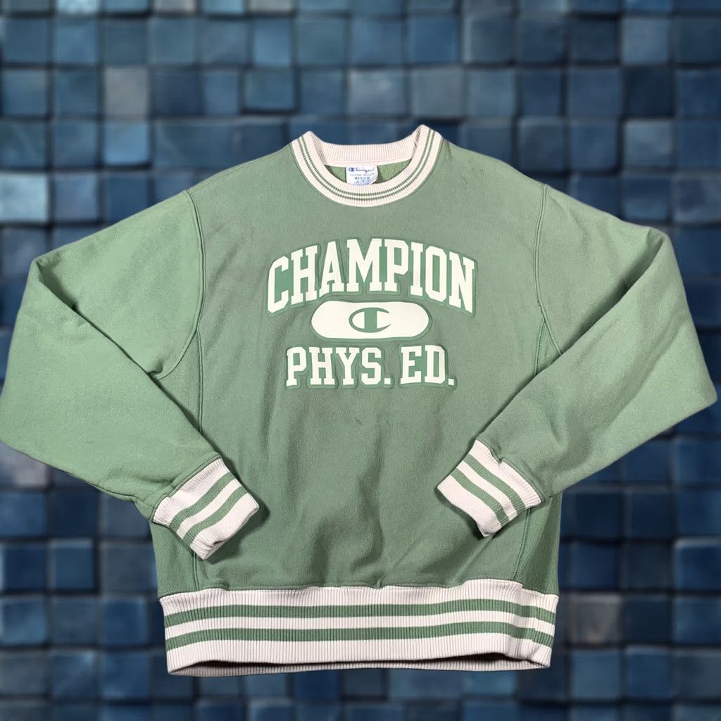 Champion Champion Sweatshirt Mens Medium Green Reverse Weave Phys. Ed. Crewneck Pullover Size US M / EU 48-50 / 2 - 1 Thumbnail