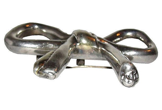 Designer Sterling Silver Figural Bow Pin Size ONE SIZE - 3 Thumbnail