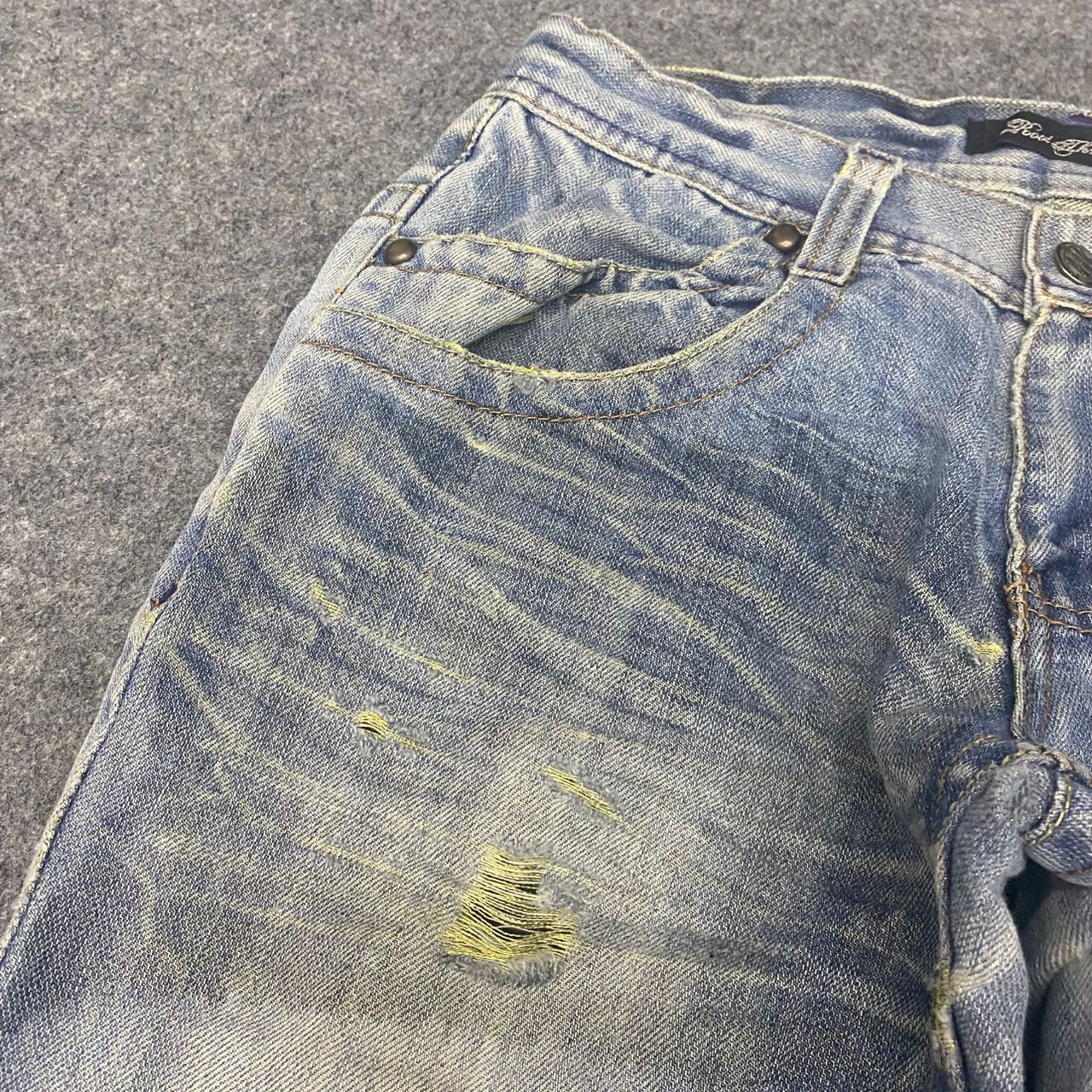 If Six Was Nine 💥Flare💥Vintage Foot Three Style Distressed Denim Size US 30 / EU 46 - 12 Thumbnail